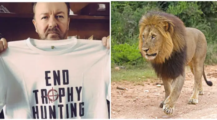Ricky Gervais calls for trophy hunting to end, calling it “humanity at its very worst”