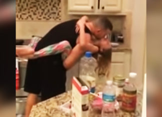 Dad and daughter make breakfast while dancing together not knowing they’re being filmed