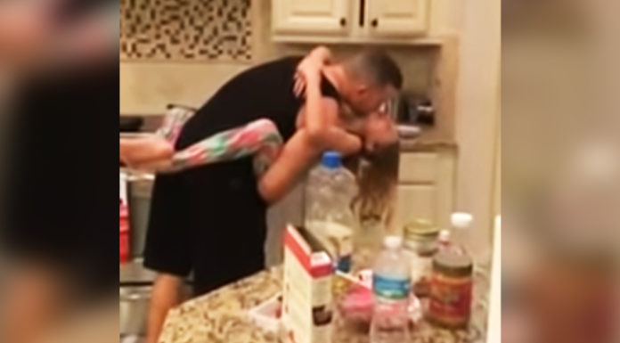 Dad and daughter make breakfast while dancing together not knowing they’re being filmed