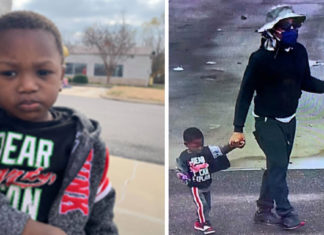 Child abandoned at a Goodwill store with a note attached on a paper towel and a bag of food and clothes