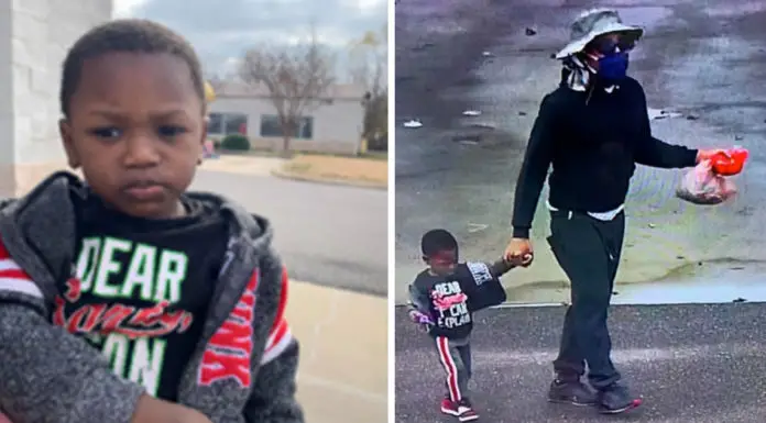 Child abandoned at a Goodwill store with a note attached on a paper towel and a bag of food and clothes