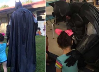 Batman walks 3-year-old bullied girl to nursery after teachers don’t address the problem