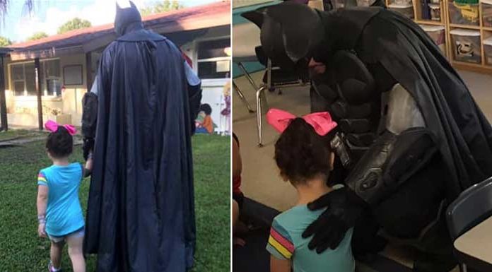 Batman walks 3-year-old bullied girl to nursery after teachers don’t address the problem