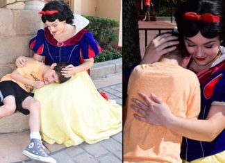 Snow White steps in for a young boy having meltdown at Disney World
