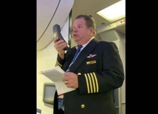 Pilot gives emotional speech on his final flight after 43 years of service