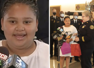 11-year-old girl receives an award for her bravery after saving little brother from house fire