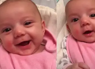 Mom is all smiles after she hears her 8-week-old baby girl “speak”