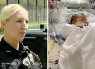 Heroic officer saves the life of a 9-day-old baby at the side of the highway