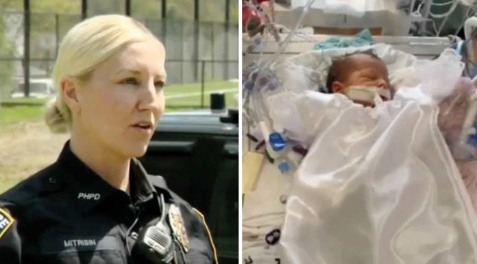 Heroic officer saves the life of a 9-day-old baby at the side of the highway