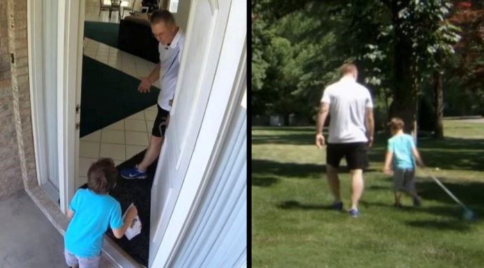 5-year-old boy walks to neighbor’s daily while military dad’s away with adorable request