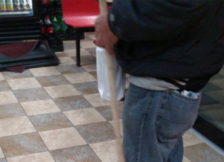 Trembling elderly man enters pizza place and asks for some leftover food