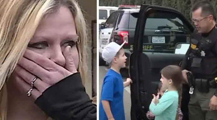 Deputies come across starving family of five living in the woods – Mother tears down towards the deputies’ gesture