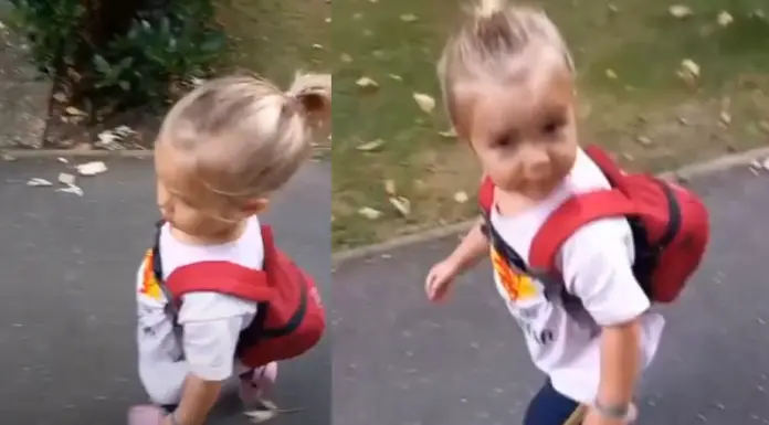 Little girls offers to carry tired mother without hesitation