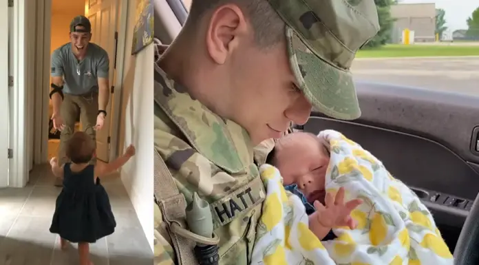 Military dad reunites with daughter after being deployed when she was just 10 days old