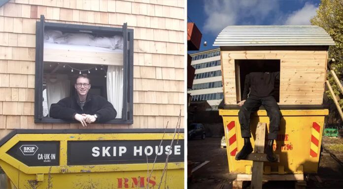 28-year-old builds home inside dumpster for $5,000 – wait until you take a tour inside
