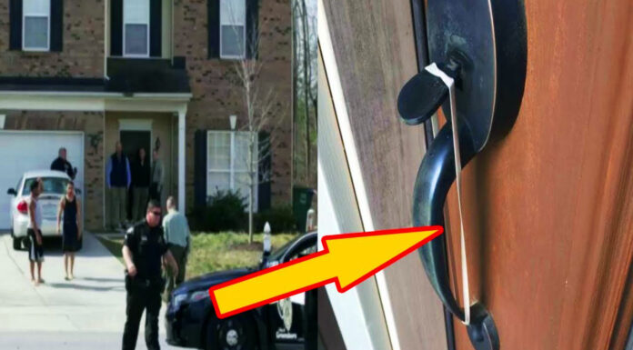 If you ever notice your door handle with a rubber band on it do not touch it