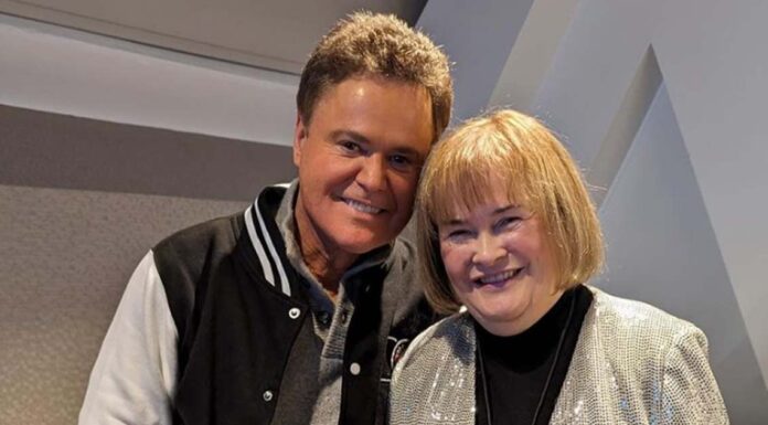 Donny Osmond kisses Susan Boyle after duet in Glasgow – and fans can’t get enough