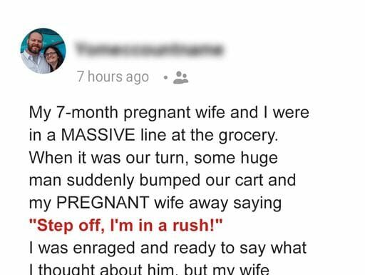 A rude guy purposely bumps into a pregnant woman in line – She destroys him in the moment