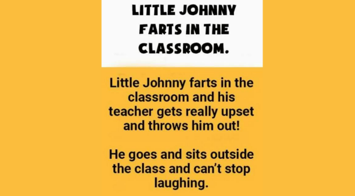 In the classroom, Little Johnny farts
