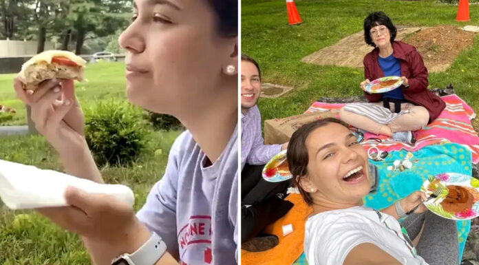 Mom of two slammed after sharing video of family Father’s Day picnic at husband’s grave