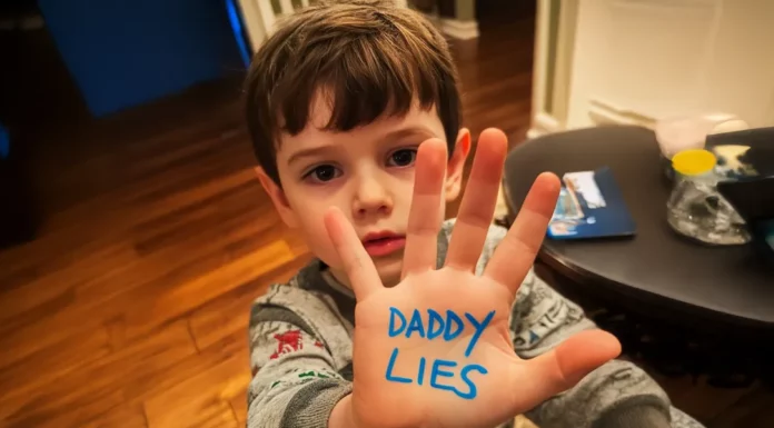 My nonverbal son warned me about my husband’s secret by writing ‘Dad Lies!’ on his palm