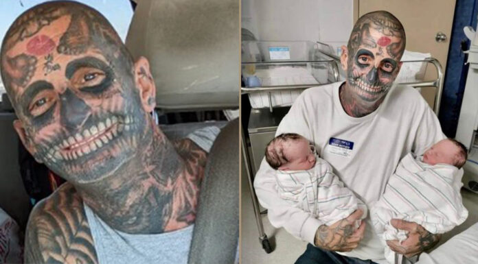 Heavily tattooed dad faces backlash as people think he is a horrible father – then his wife reveals the truth