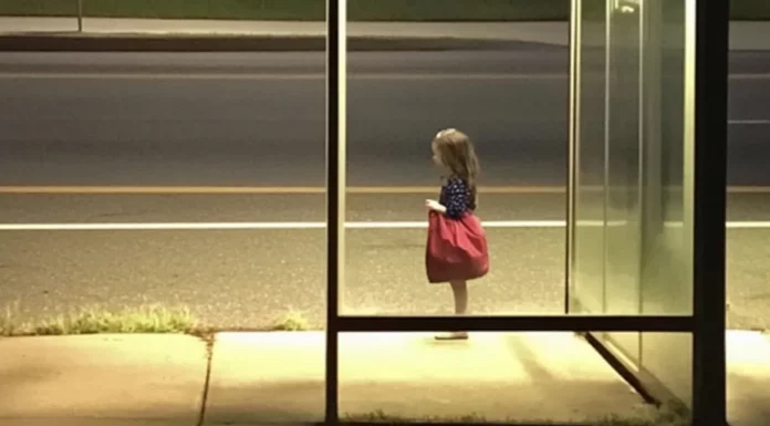 Every day, I noticed a lonely little girl with a red bag at the bus stop