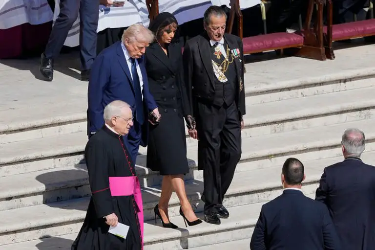 Trump made a comment about the upcoming funeral of Pope Francis that enraged many and wore a blue suit while everyone else wore black.