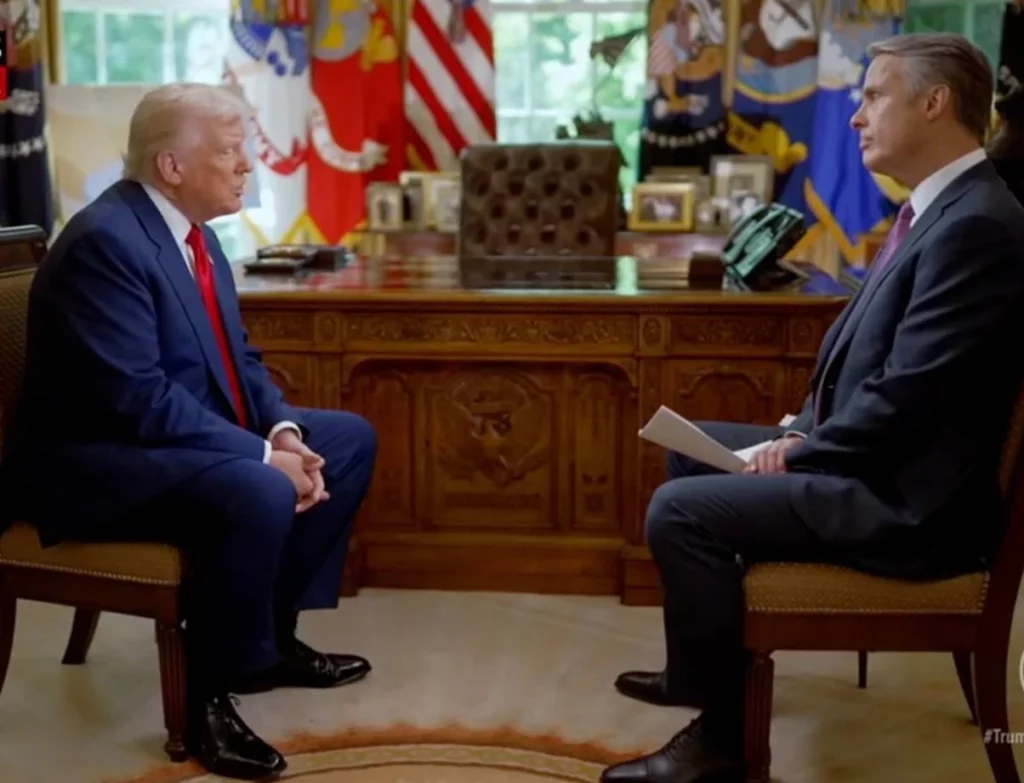 Donald Trump under fire for telling huge lie about ‘one of most disprovable data points’ during first 100 days interview.