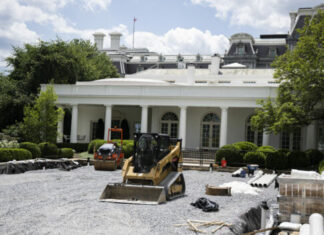 The White House Rose Garden is almost unrecognizable now