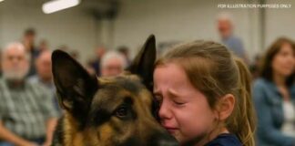 Little girl walks into police dog auction alone — what followed brought everyone to tears