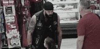 Mute girl rushes to scary biker at Walmart knowing his secret