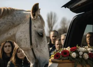 At the funeral, a white horse appeared as the coffin was loaded — what happened next left everyone in tears