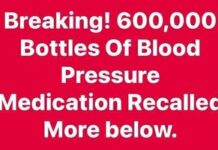 600,000 Bottles of Blood Pressure Medicine Pulled from Shelves