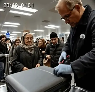 During a routine scan of an elderly lady’s suitcase, the officer saw something that didn’t look right