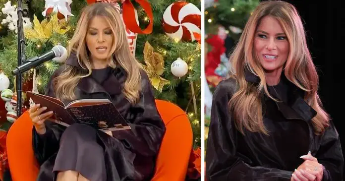 Melania Trump mocked online after she is seen ‘struggling to read Christmas book’ at Children’s Hospital
