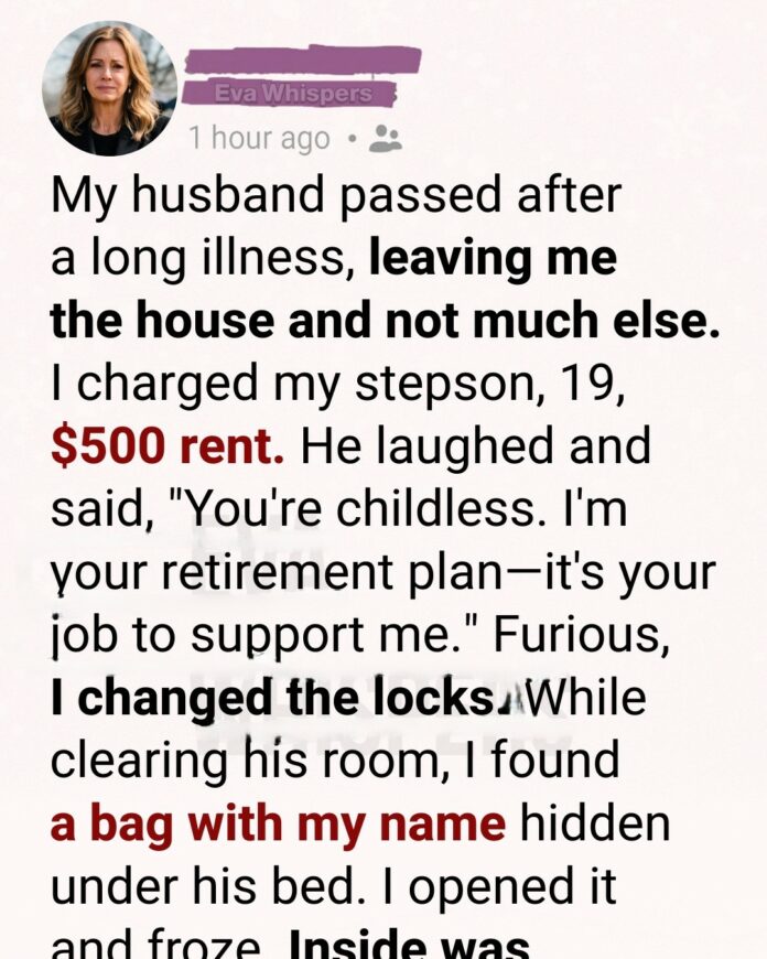 After my husband passed, I asked my stepson for rent — what I found in his room shocked me