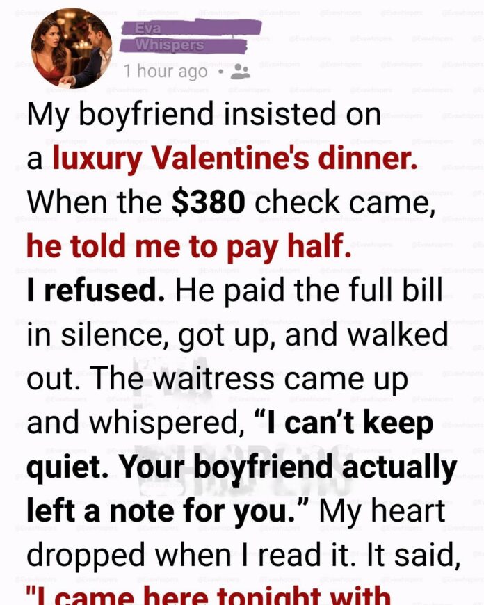 A Valentine’s dinner that revealed everything: how a test ended seven years together