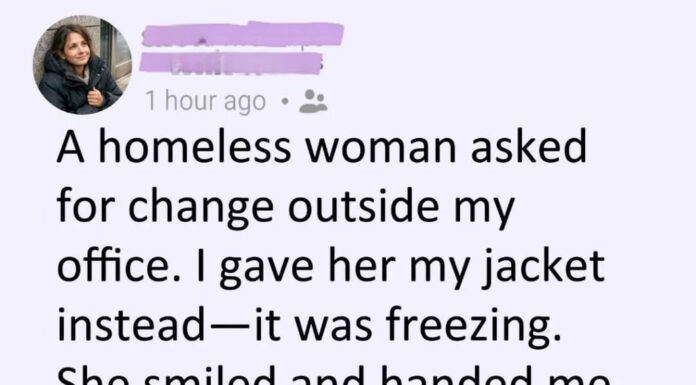 I gave my coat to a woman in the cold—two weeks later, everything changed