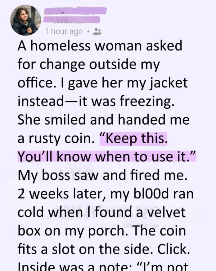 I gave my coat to a woman in the cold—two weeks later, everything changed