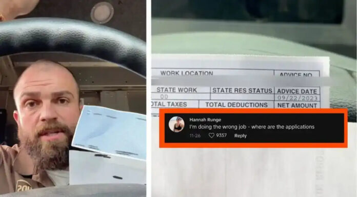 UPS driver goes viral after sharing his weekly paycheck