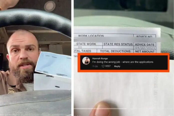 UPS driver goes viral after sharing his weekly paycheck
