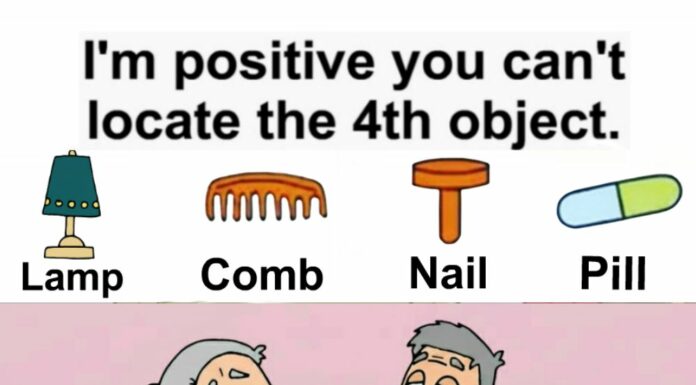 Can you find the lamp, the comb, the nail, and the pill?