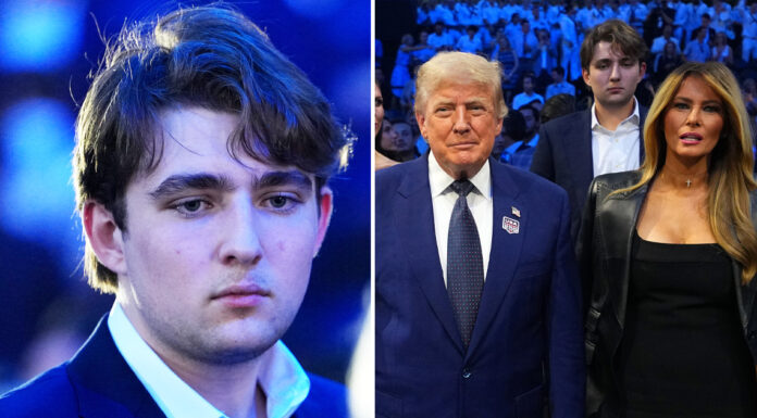 Barron Trump’s first public appearance in four months has everyone talking after he attends a White House UFC event