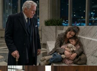 I found them sleeping on a marble bench inside my bank—one exhausted mother and a six-year-old girl hugging a torn rabbit