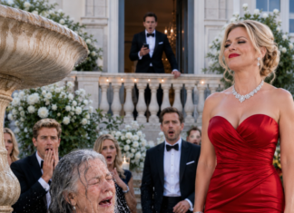 At our lavish engagement party, my fiancée deliberately pushed my mother into the fountain, mocking her ‘cheap clothes’ as her wealthy friends laughed