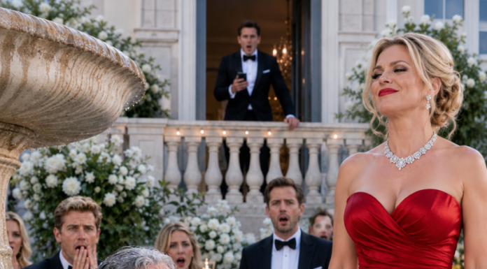 At our lavish engagement party, my fiancée deliberately pushed my mother into the fountain, mocking her ‘cheap clothes’ as her wealthy friends laughed